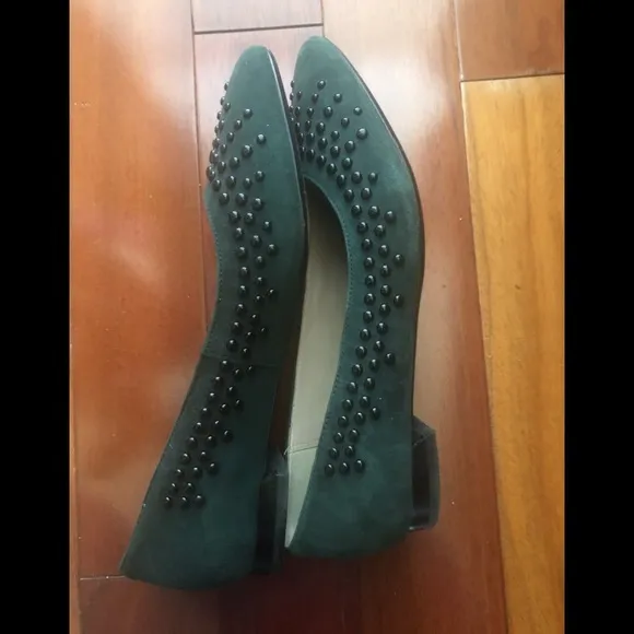 Clarks Dark Green Suede Flats
