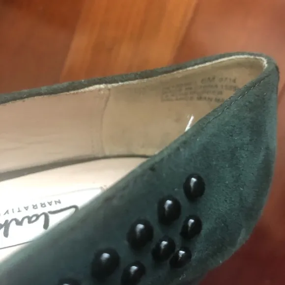 Clarks Dark Green Suede Flats