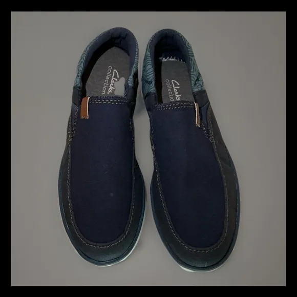 Clarks Men's Cantal Easy Navy Combi Vacation laid back summer loafers Sz11