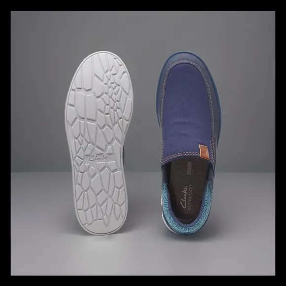 Clarks Men's Cantal Easy Navy Combi Vacation laid back summer loafers Sz11