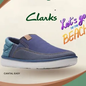Clarks Men's Cantal Easy Navy Combi Vacation laid back summer loafers Sz11