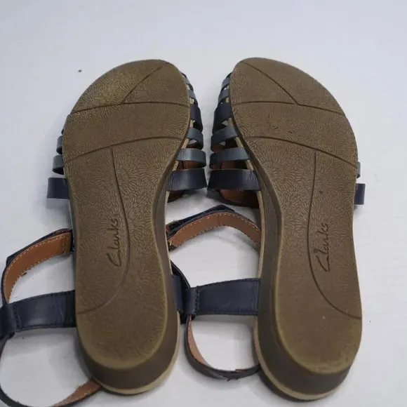 Clarks Multicolored Navy Leather Jaina Canary Huarache Sandals 10