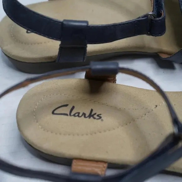 Clarks Multicolored Navy Leather Jaina Canary Huarache Sandals 10