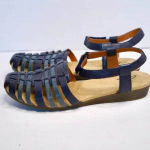 Clarks Multicolored Navy Leather Jaina Canary Huarache Sandals 10