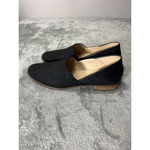 Clarks Women’s Size 9 Black Leather Suede Pure Tone Loafers Flats Classic Comfy