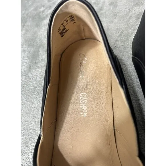 Clarks Women’s Size 9 Black Leather Suede Pure Tone Loafers Flats Classic Comfy