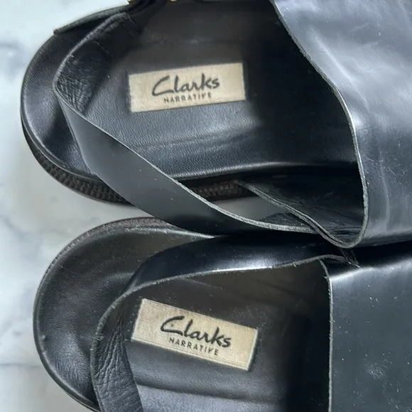 Clarks Zena Mae Sandals Black Leather Upper Size US 8.5M