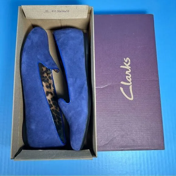 Clarks Bendables Womens Poem Gloss Flats in Blue Suede 9.5M