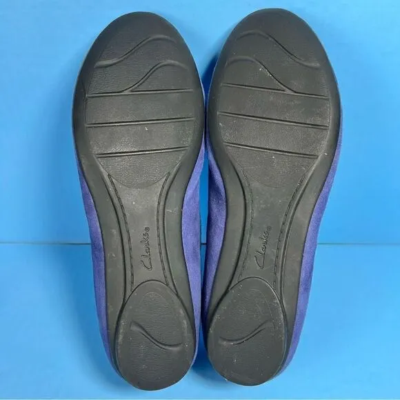 Clarks Bendables Womens Poem Gloss Flats in Blue Suede 9.5M