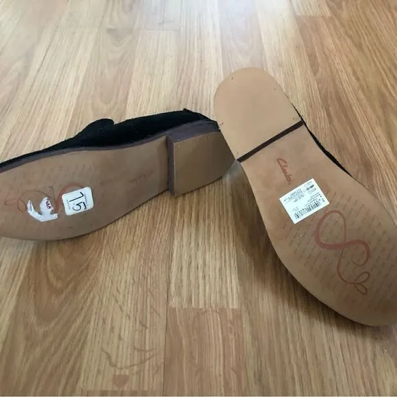 Clarks Somerset Cabaret City Black Suede Loafer Comfort Flat Shoes