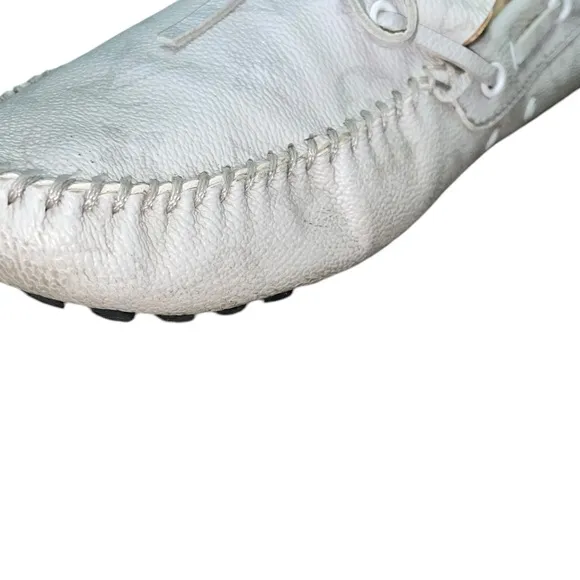 Classic Louis Vuitton White Monogram Canvas Arizona Moccasin Loafers size 8.5