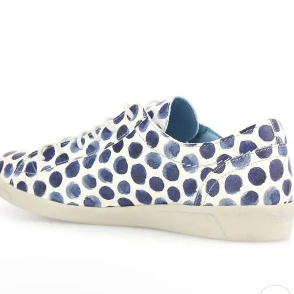 Cloud Footwear Italian Leather Blue &amp; White Polka Dot Loafers Sneakers, US 10.5