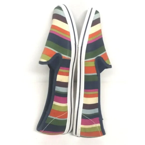Coach Abbe shoes loafers slip-on multicolor Striped Canvas Women's 8B flats