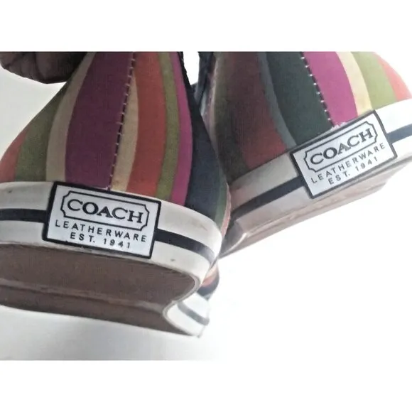 Coach Abbe shoes loafers slip-on multicolor Striped Canvas Women's 8B flats