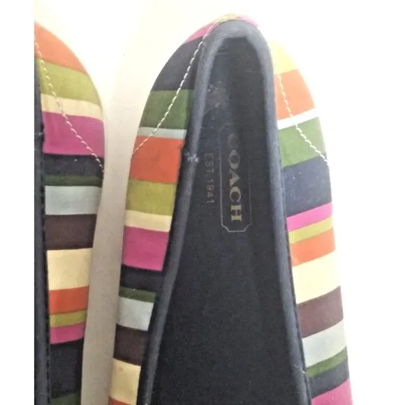 Coach Abbe shoes loafers slip-on multicolor Striped Canvas Women's 8B flats