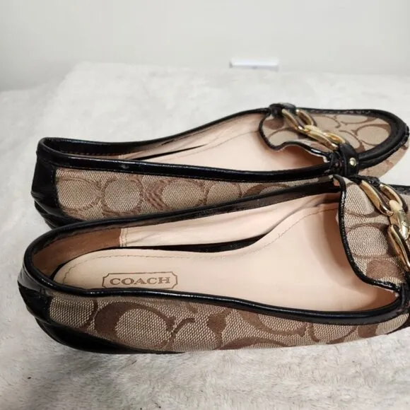 Coach &quot;Perri&quot; C Logo Driving Loafers Slip On Flats Size 8.5