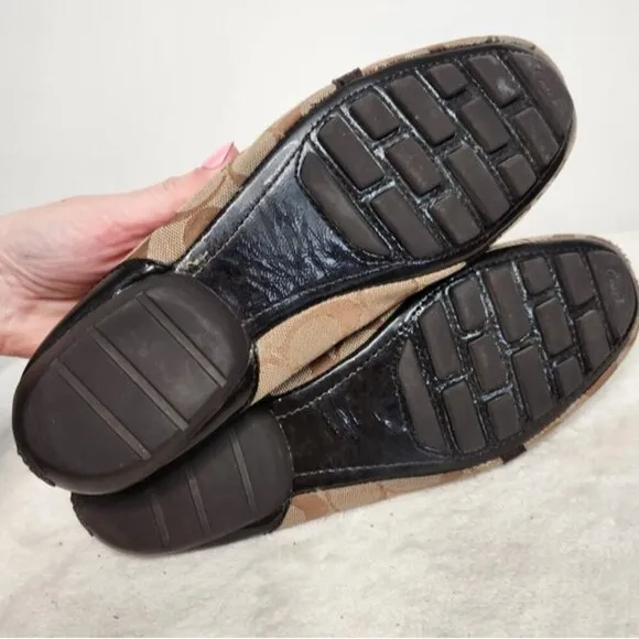 Coach &quot;Perri&quot; C Logo Driving Loafers Slip On Flats Size 8.5