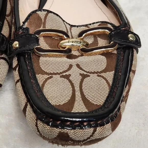 Coach &quot;Perri&quot; C Logo Driving Loafers Slip On Flats Size 8.5