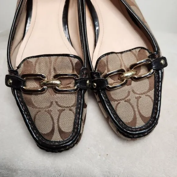 Coach &quot;Perri&quot; C Logo Driving Loafers Slip On Flats Size 8.5