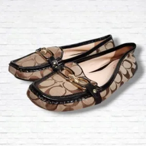 Coach &quot;Perri&quot; C Logo Driving Loafers Slip On Flats Size 8.5