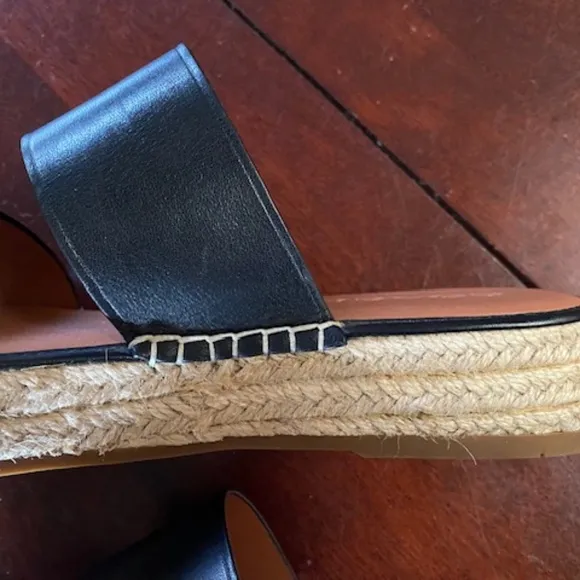 Coach black leather espadrille. slides