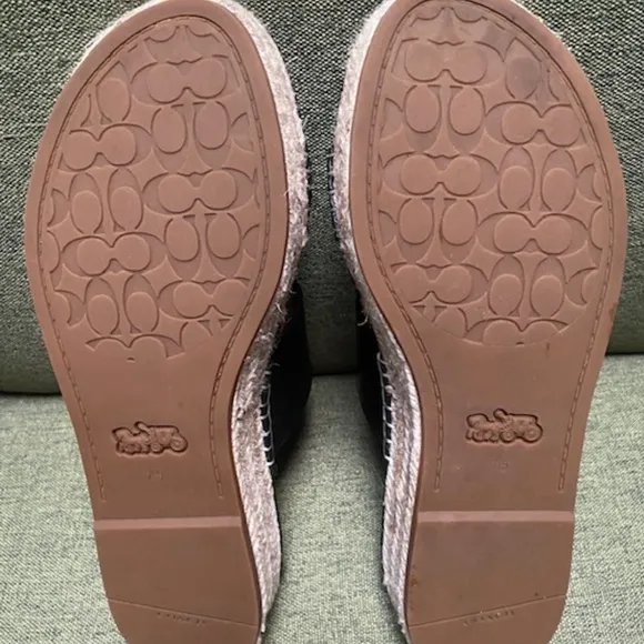 Coach black leather espadrille. slides