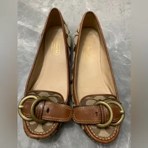 Coach Brown and Tan Monogram Loafers