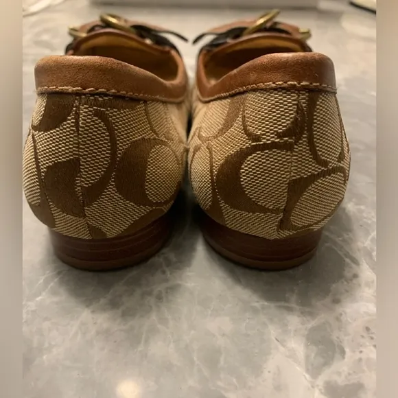 Coach Brown and Tan Monogram Loafers