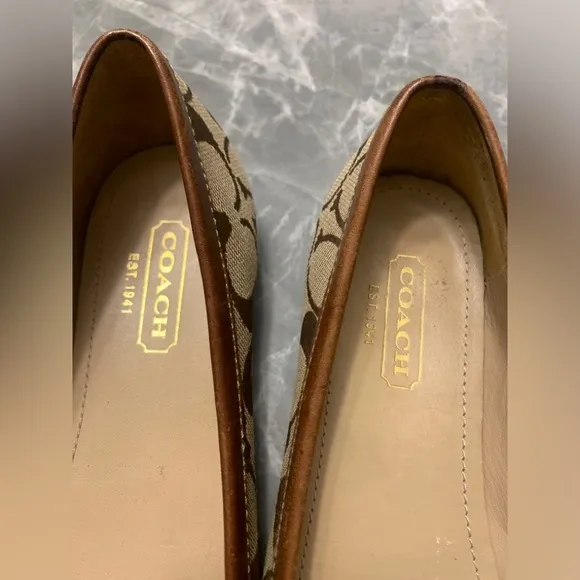 Coach Brown and Tan Monogram Loafers