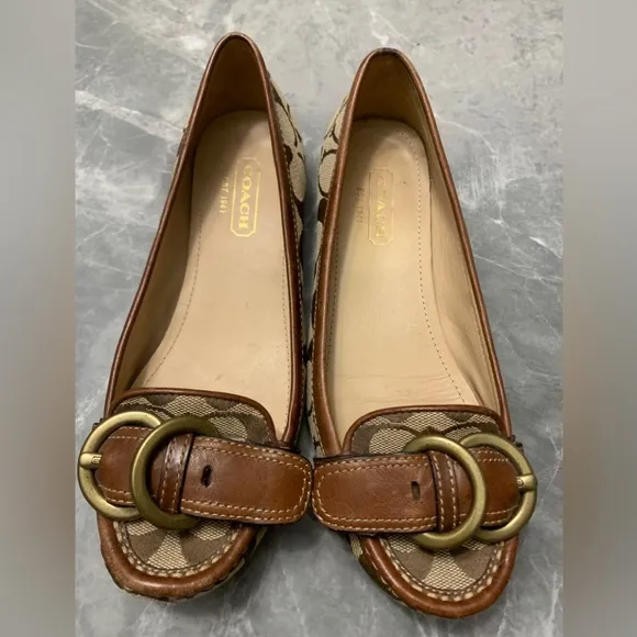 Coach Brown and Tan Monogram Loafers