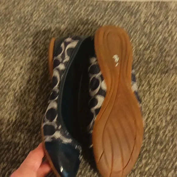 Coach Cecile Denim blue and gray canvas patent leather loafers size 6.5