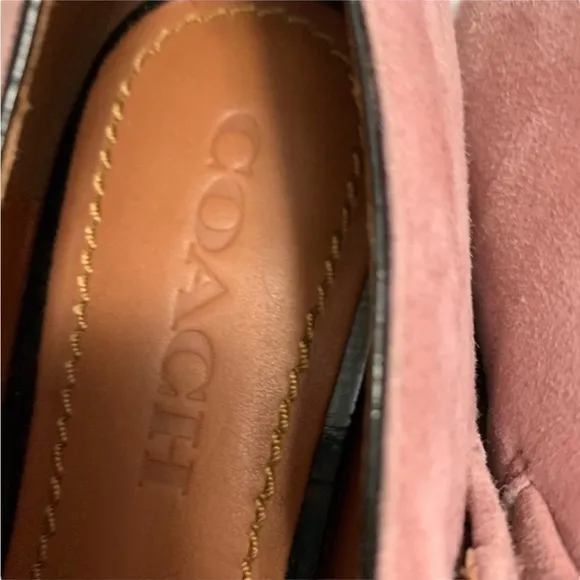 COACH Dusty Rose Flower Stud Suede Leather Mary Jane Flats Size 5.5 NWOB
