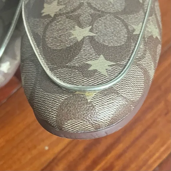 Coach Haley Loafer Star Print Logo 9.5 Canvas and Leather Designer Luxury Brown
