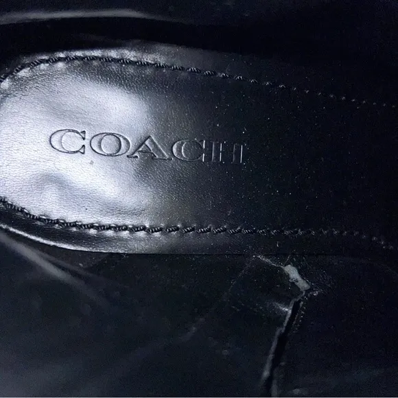Coach Juliet Black Leather Ankle Heeled Boot Zip Side Round Toe Women’s Size 7