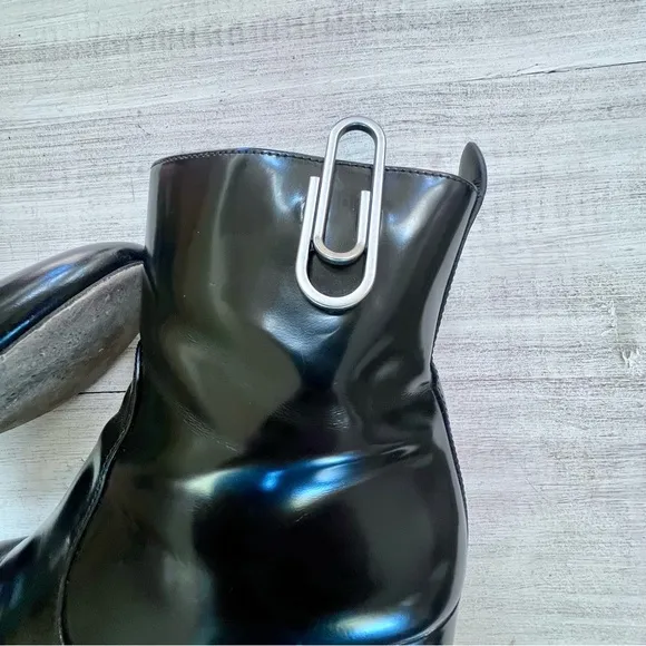 Coach Juliet Black Leather Ankle Heeled Boot Zip Side Round Toe Women’s Size 7