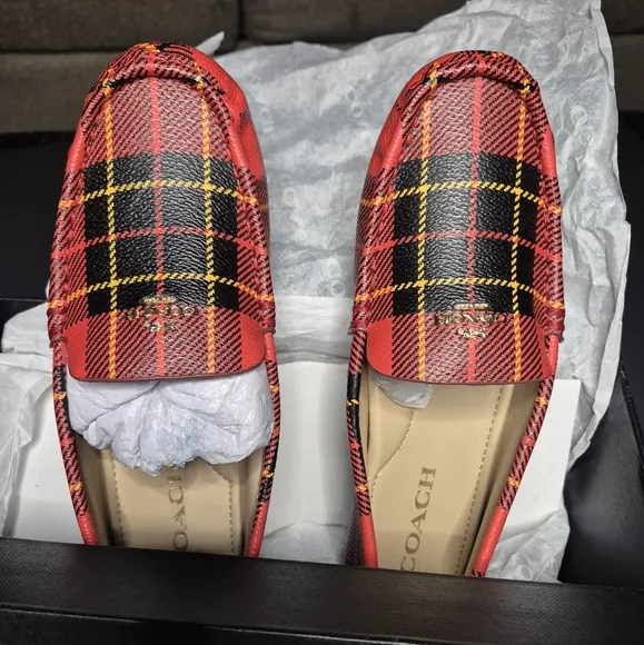 COACH | Marley Driver With Plaid Print Loafers Size 7 NWT