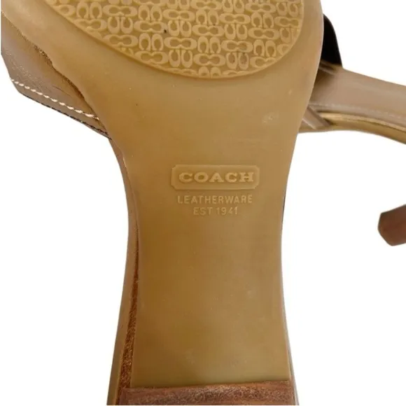 Coach Metallic Bronze Leather Buckle Sandal Heel Slides Size 8B Made in Italy