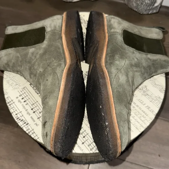 Coach Olive Green Suede Chelsea Boots