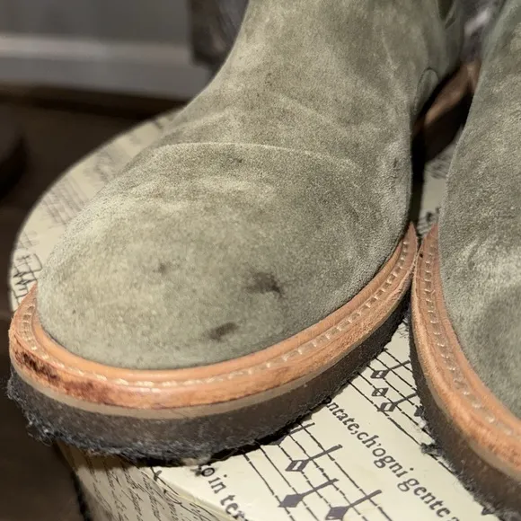 Coach Olive Green Suede Chelsea Boots