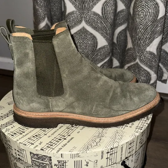 Coach Olive Green Suede Chelsea Boots
