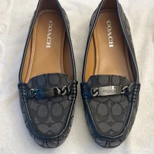COACH Signature Black Moccasin Loafers Monogram women size 8.5-9