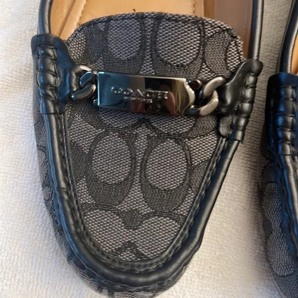 COACH Signature Black Moccasin Loafers Monogram women size 8.5-9