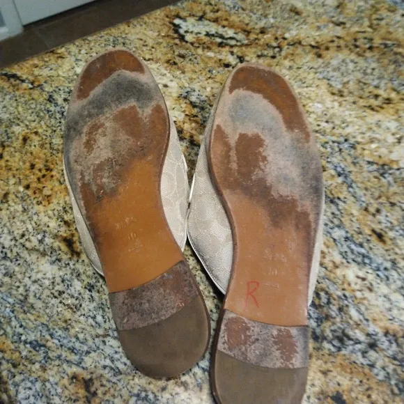 Coach Stassi Signature Jacquard Flats Slides FG2709 Light Khaki Womens Size 10 B