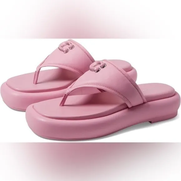 COACH Sylvie Logo Leather Chunky Sandals