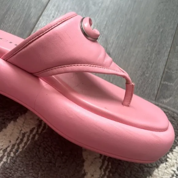 COACH Sylvie Logo Leather Chunky Sandals