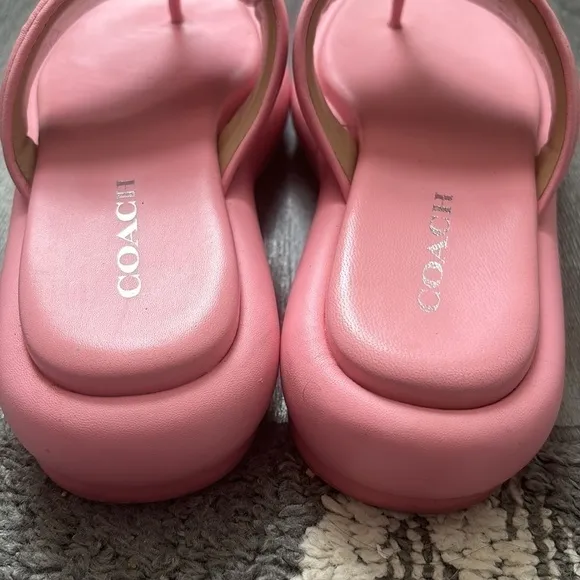 COACH Sylvie Logo Leather Chunky Sandals