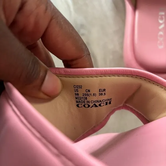 COACH Sylvie Logo Leather Chunky Sandals