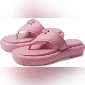 COACH Sylvie Logo Leather Chunky Sandals