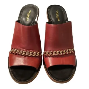 Coach vintage Kylie leather chain detail chunky sandals 9.5 B