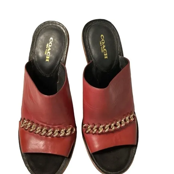 Coach vintage Kylie leather chain detail chunky sandals 9.5 B